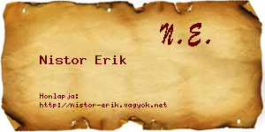 Nistor Erik névjegykártya